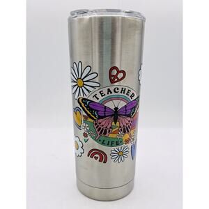 Teacher Life 20oz Stainless Steel Skinny Tumbler. Teacher Appreciation Gift Cup